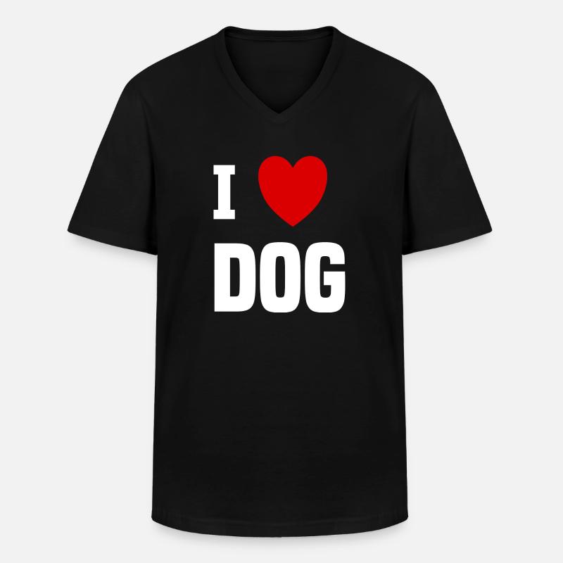 Ich liebe Hund - Männer-T-Shirt mit V-Ausschnitt - Schwarz