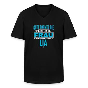 Lia Name Design - Männer-T-Shirt mit V-Ausschnitt - Schwarz - Vorne - AI Model Male 178 dark (178cm)
