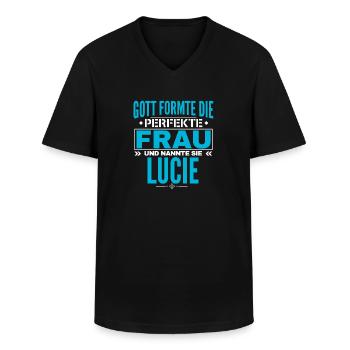 Lucie Name Design - Men's V-Neck T-Shirt - black - Front - AI Model Male 178 dark (178cm)
