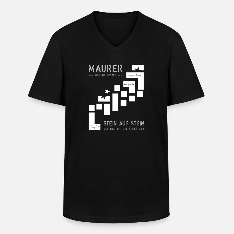 Mauer Hochbau Hausbauer - Männer-T-Shirt mit V-Ausschnitt - Schwarz