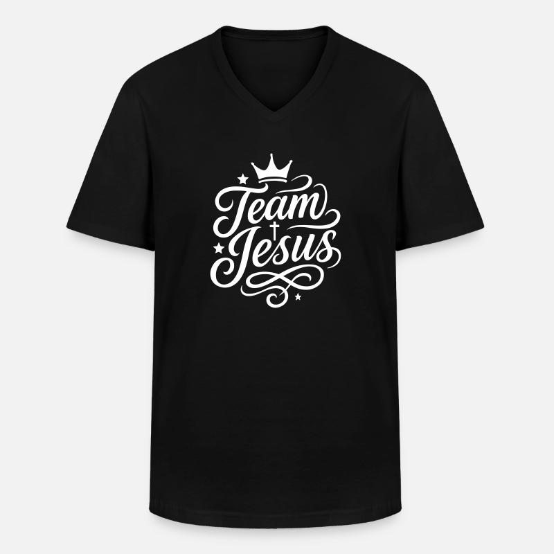 Team Jesus Christlich Spruch - Männer-T-Shirt mit V-Ausschnitt - Schwarz
