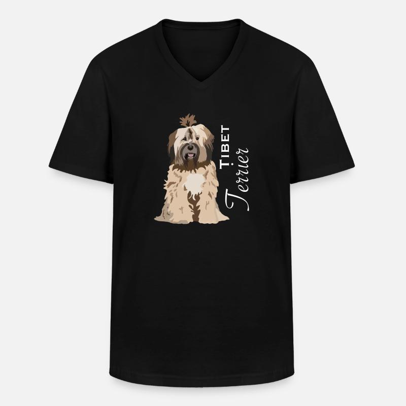 Tibet Terrier - Männer-T-Shirt mit V-Ausschnitt - Schwarz