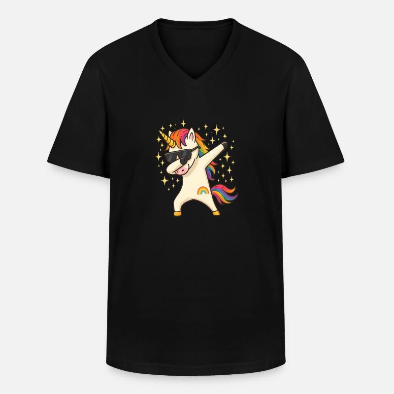 Einhorn - Männer-T-Shirt mit V-Ausschnitt - Schwarz