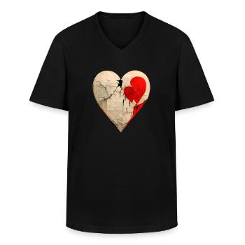 GEBROCHENES HERZ - Männer-T-Shirt mit V-Ausschnitt - Schwarz - Vorne - AI Model Male 178 dark (178cm)