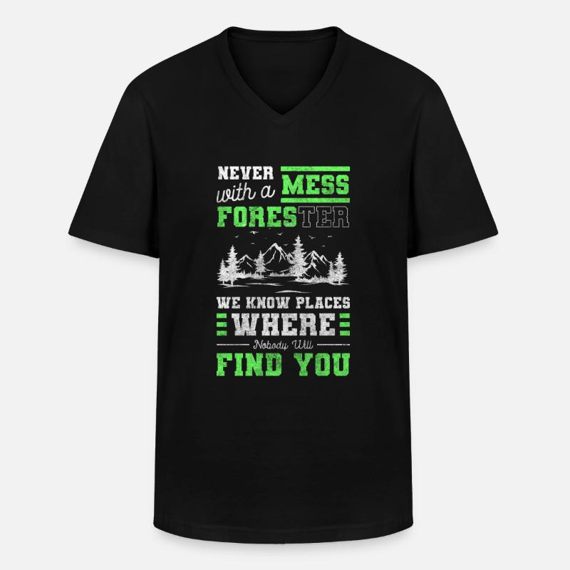 Waldarbeiter Wälder Baum - Männer-T-Shirt mit V-Ausschnitt - Schwarz