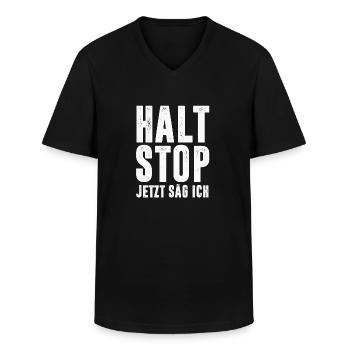 HOLZ KETTENSÄGE FÖRSTER WALD HOLZFÄLLER - Männer-T-Shirt mit V-Ausschnitt - Schwarz - Vorne - AI Model Male 178 dark (178cm)