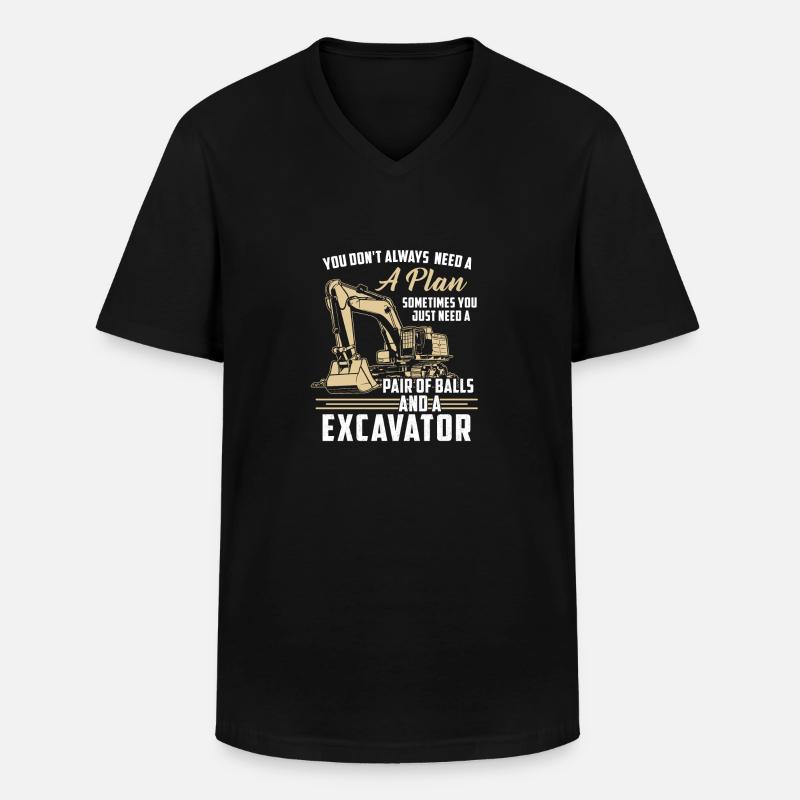 Bauarbeiter · Baustelle · Bagger · Keinen Plan - Männer-T-Shirt mit V-Ausschnitt - Schwarz