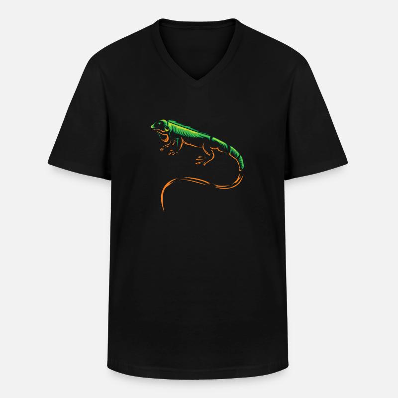 Leguan - Männer-T-Shirt mit V-Ausschnitt - Schwarz