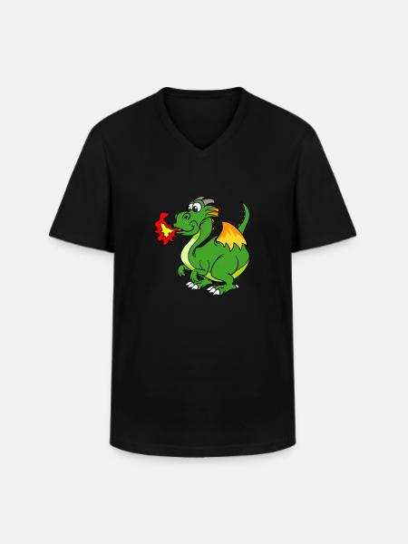 dragon - Men's V-Neck T-Shirt - black
