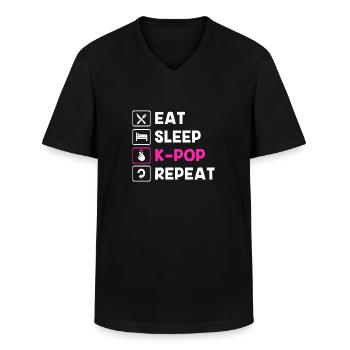 K-Pop - Männer-T-Shirt mit V-Ausschnitt - Schwarz - Vorne - AI Model Male 178 dark (178cm)