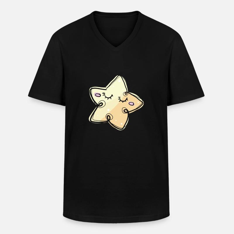 STERNCHEN - Männer-T-Shirt mit V-Ausschnitt - Schwarz