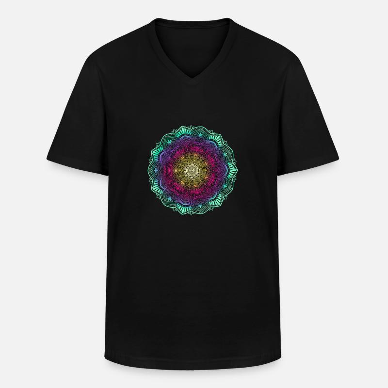 Mandala - Männer-T-Shirt mit V-Ausschnitt - Schwarz