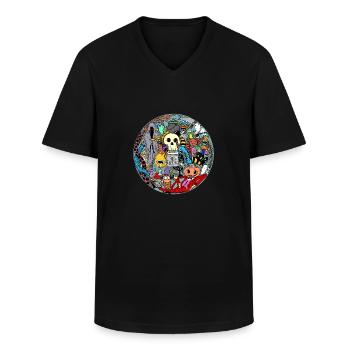 Halloween T-Shirt - Men's V-Neck T-Shirt - black - Front - AI Model Male 178 dark (178cm)