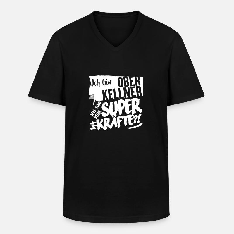 Superkräfte Oberkellner Geschenk - Männer-T-Shirt mit V-Ausschnitt - Schwarz