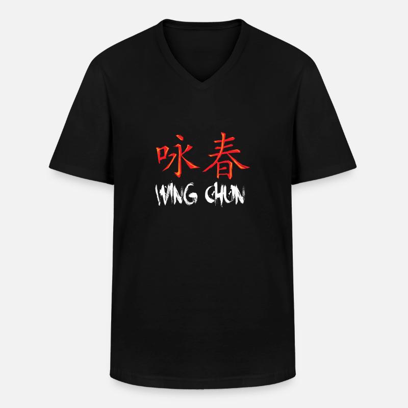 Wing chun Wingtsun caractères chinois - T-shirt col V Homme - noir