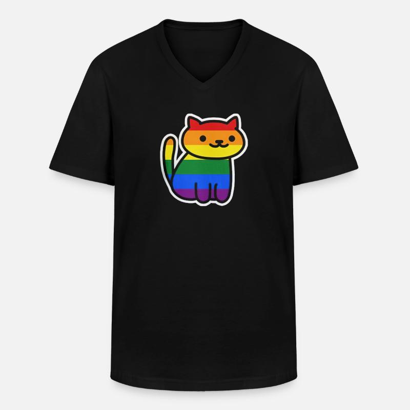 Cat Pride Gay - Männer-T-Shirt mit V-Ausschnitt - Schwarz