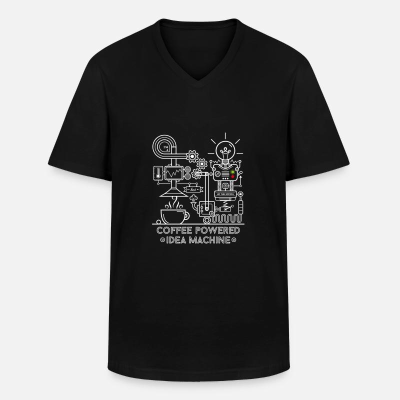 Coffee powered - white - Männer-T-Shirt mit V-Ausschnitt - Schwarz