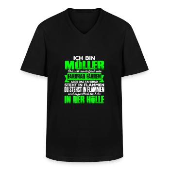 MÜLLER - Hölle - Männer-T-Shirt mit V-Ausschnitt - Schwarz - Vorne - AI Model Male 178 dark (178cm)