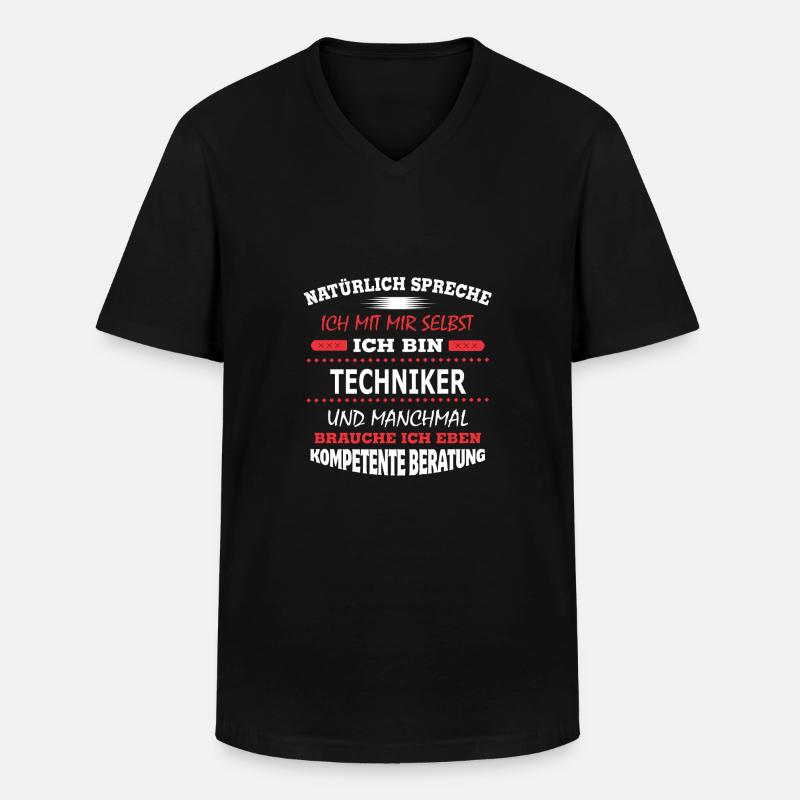 TECHNIKER - Männer-T-Shirt mit V-Ausschnitt - Schwarz