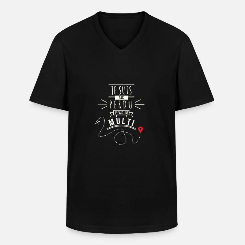 MULTI - Männer-T-Shirt mit V-Ausschnitt - Schwarz