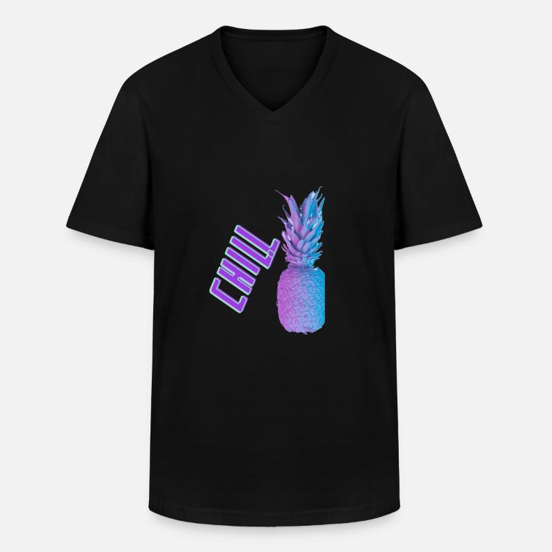 chill Annanas - Männer-T-Shirt mit V-Ausschnitt - Schwarz
