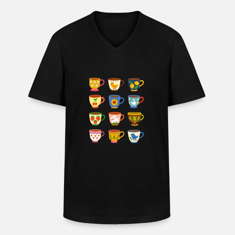 Teezeit - Männer-T-Shirt mit V-Ausschnitt - Schwarz