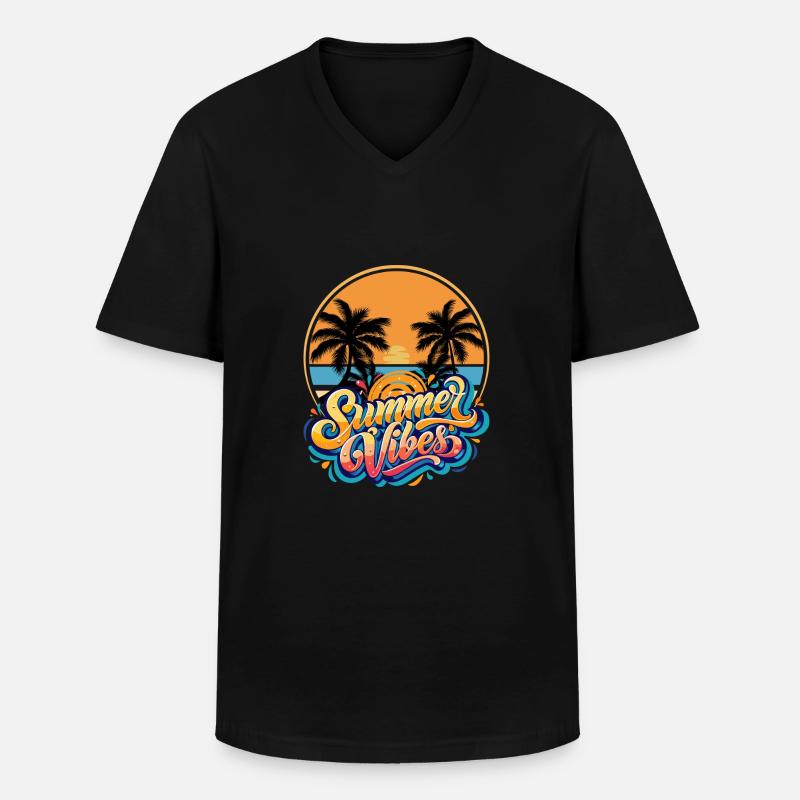 Summer Vibes - Männer-T-Shirt mit V-Ausschnitt - Schwarz