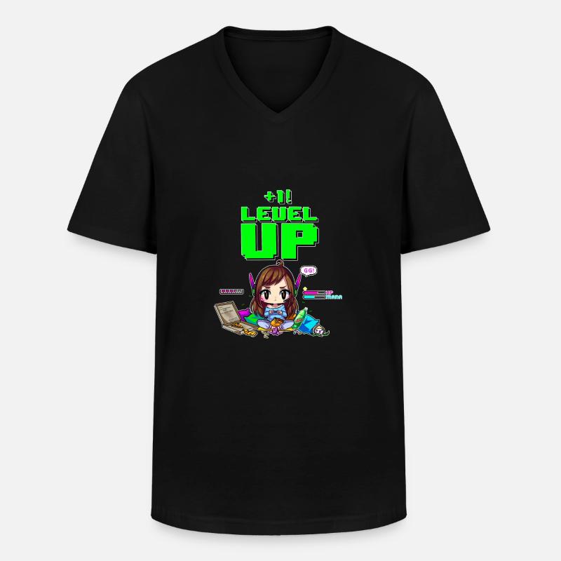 dva Stufe nach oben - Männer-T-Shirt mit V-Ausschnitt - Schwarz