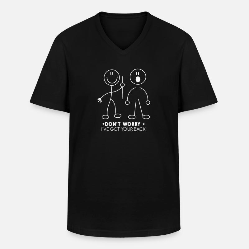Strichmännchen - lustiger Spruch - Männer-T-Shirt mit V-Ausschnitt - Schwarz