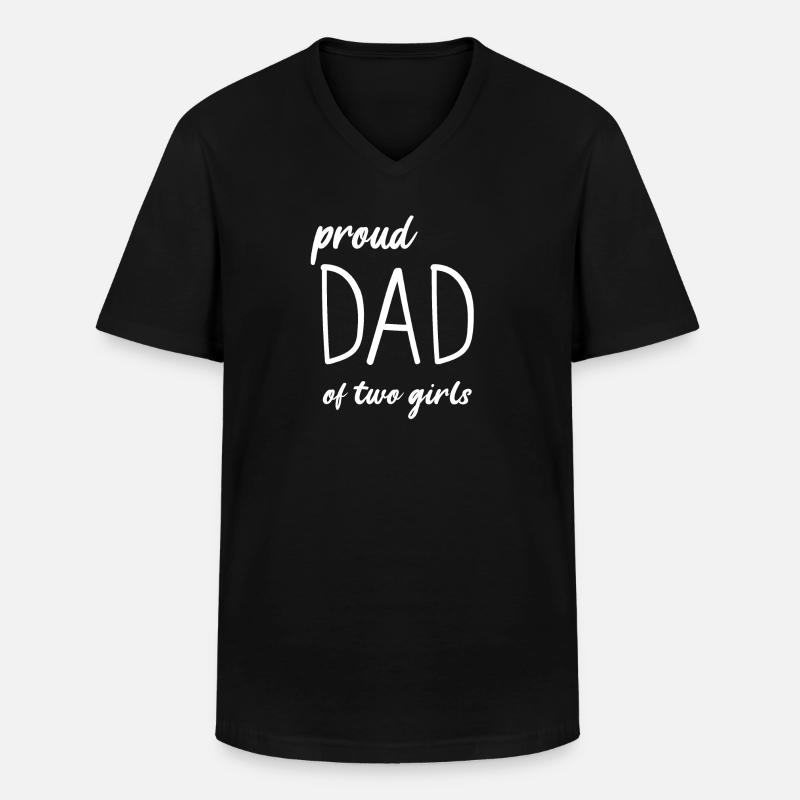 Stolzer Papa von 2 Mädchen - Männer-T-Shirt mit V-Ausschnitt - Schwarz
