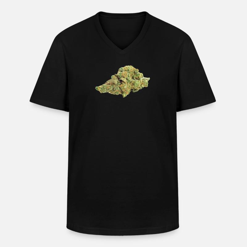 Single Cannabis / Weed Bud / Blüte - Männer-T-Shirt mit V-Ausschnitt - Schwarz