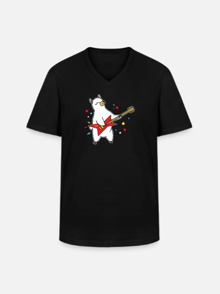 Alpaka Star - Männer-T-Shirt mit V-Ausschnitt - Schwarz