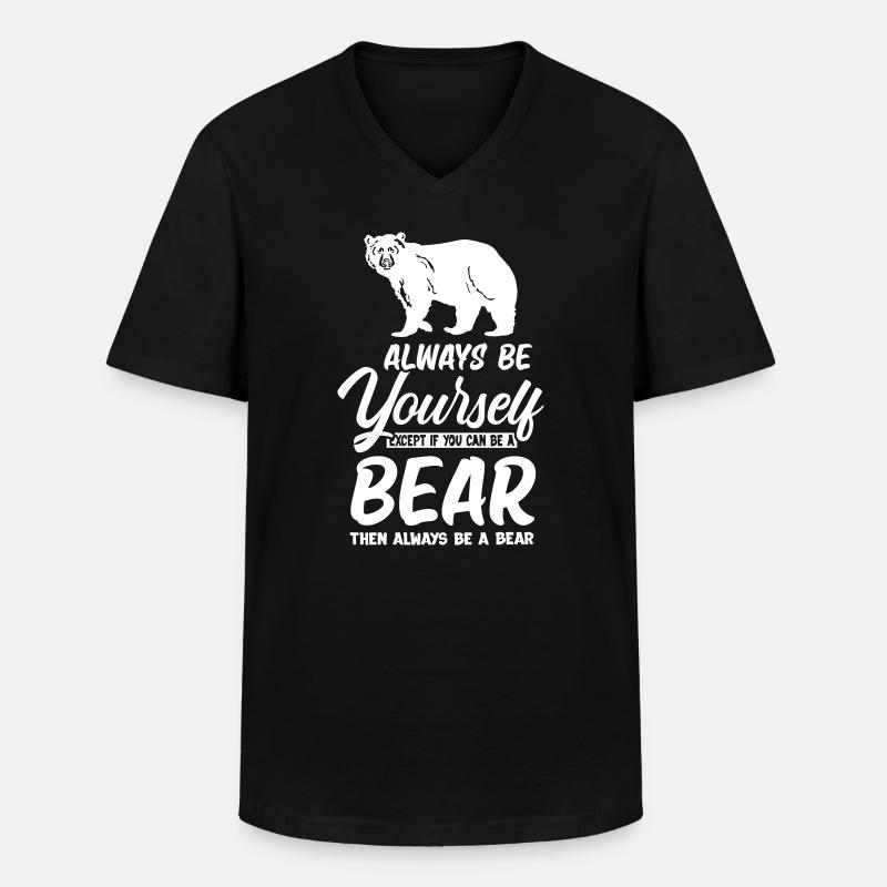 Is a Bear - Männer-T-Shirt mit V-Ausschnitt - Schwarz