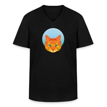 Art du chat - T-shirt col V Homme - noir - Devant - AI Model Male 178 dark (178cm)