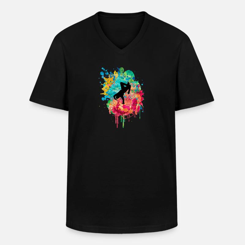 Breakdance Breakdancer PopArt - Männer-T-Shirt mit V-Ausschnitt - Schwarz