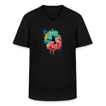 Dancer PopArt - Men's V-Neck T-Shirt - black - Front - AI Model Male 178 dark (178cm)