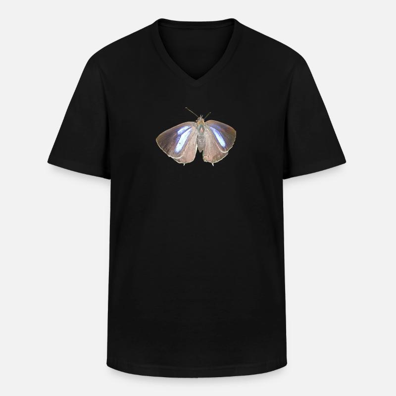 Blauer Eichen-Zipfelfalter - Männer-T-Shirt mit V-Ausschnitt - Schwarz