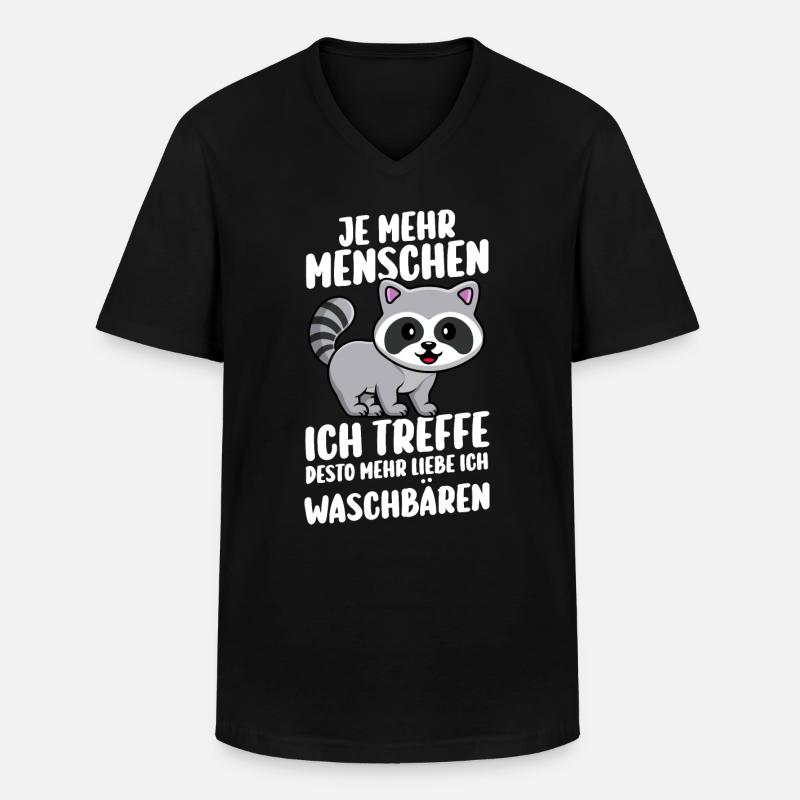 Waschbär - Männer-T-Shirt mit V-Ausschnitt - Schwarz