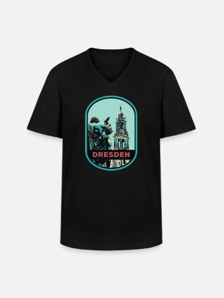 Illustration: Hofkirche, Dresden - Männer-T-Shirt mit V-Ausschnitt - Schwarz