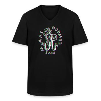 Glitched Abraxas symbol - Men's V-Neck T-Shirt - black - Front - AI Model Male 178 dark (178cm)