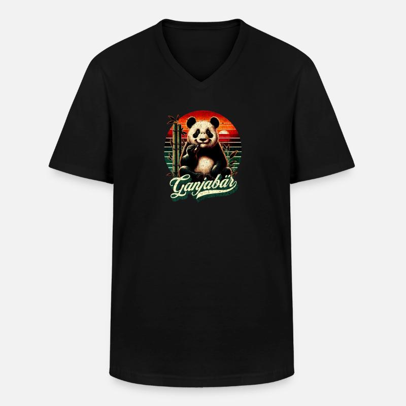 Knatter Panda - Männer-T-Shirt mit V-Ausschnitt - Schwarz