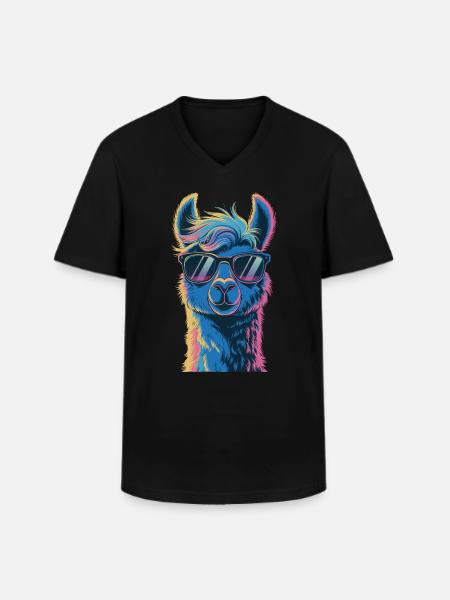 Alpaka Llama - Männer-T-Shirt mit V-Ausschnitt - Schwarz