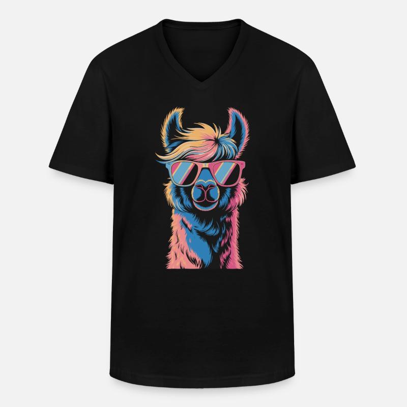 Alpaka Llama - Männer-T-Shirt mit V-Ausschnitt - Schwarz
