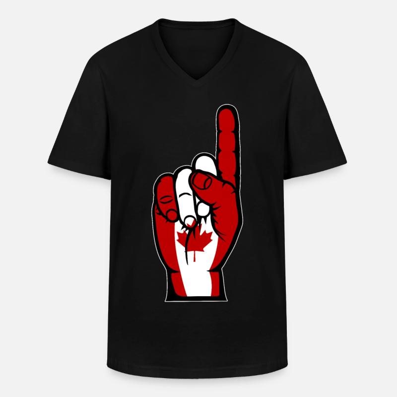 Kanada Flagge Nummer 1 - Männer-T-Shirt mit V-Ausschnitt - Schwarz