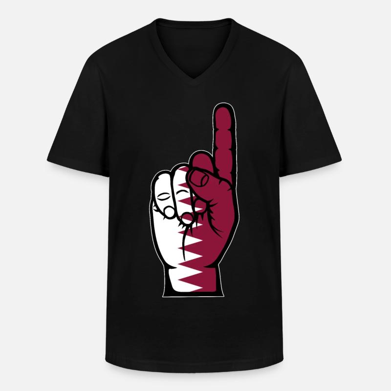 Katar Flagge Nummer 1 - Männer-T-Shirt mit V-Ausschnitt - Schwarz