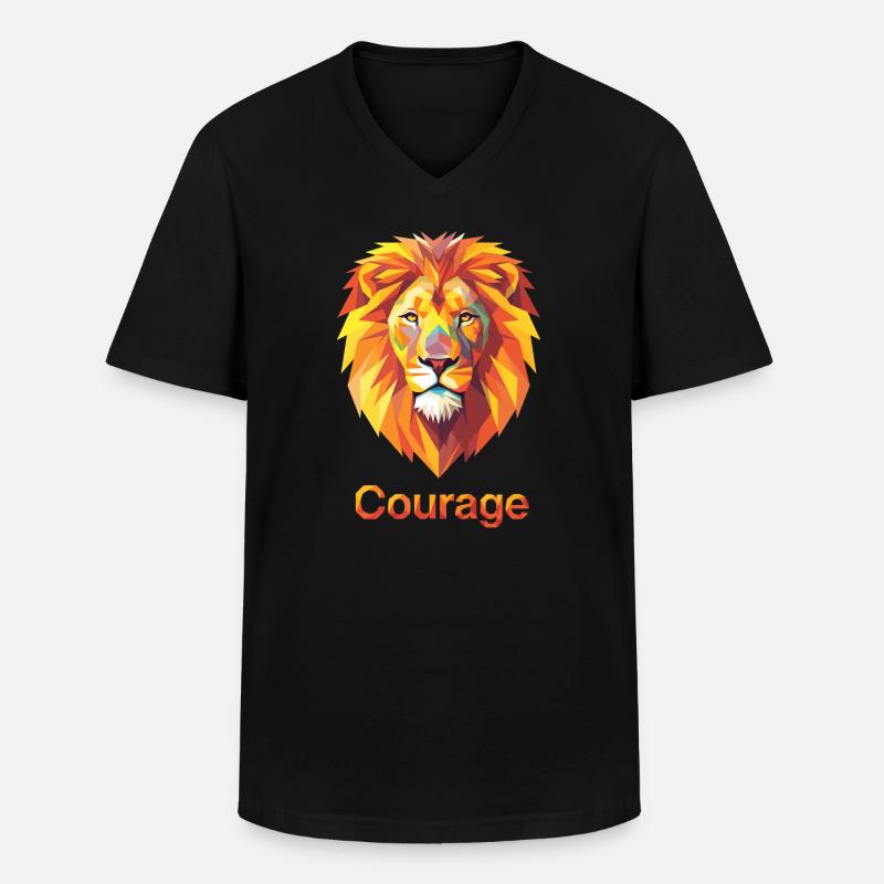 Majestätischer Löwe mit Mut-Design - Männer-T-Shirt mit V-Ausschnitt - Schwarz