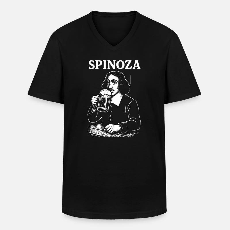 Spinoza Bier Philosoph - Männer-T-Shirt mit V-Ausschnitt - Schwarz