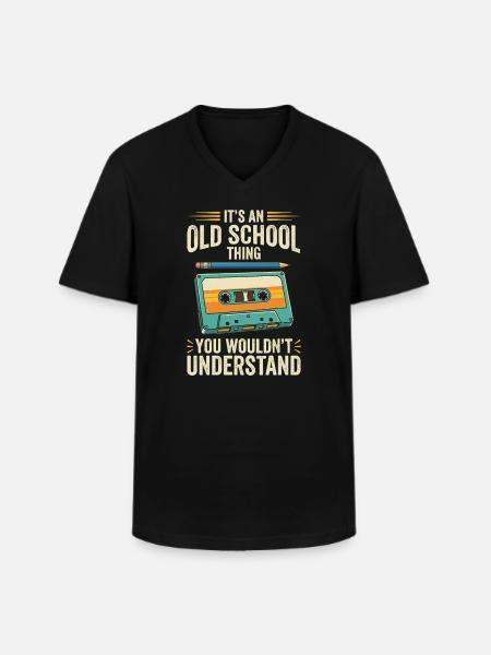 Old School Cassette Design – Retro Mixtape - Men's V-Neck T-Shirt - black