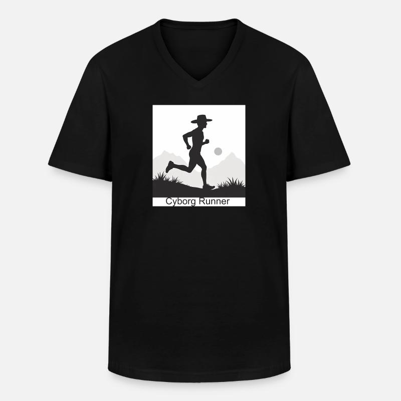 Cyborg Runner - Männer-T-Shirt mit V-Ausschnitt - Schwarz