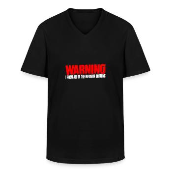 Warning I Push All Of The Elevator Buttons 10 - Men's V-Neck T-Shirt - black - Front - AI Model Male 178 dark (178cm)